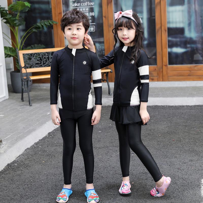 Kids' Korean Style Quick-Dry Sun Protection Long Sleeve Wetsuit: Baby to Student Sizes