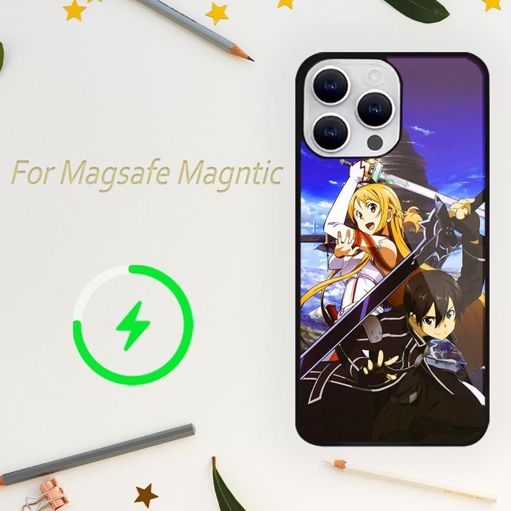 Bilibili Sword Art Online Anime Phone Case For iPhone 15 14 13 12 11 Plus Pro Max Magsafe Magnetic Wireless Charging