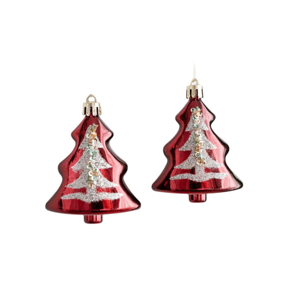 Irregular Design Christmas Hanging Ornaments Red Painted Holiday Decorations Holiday Scene