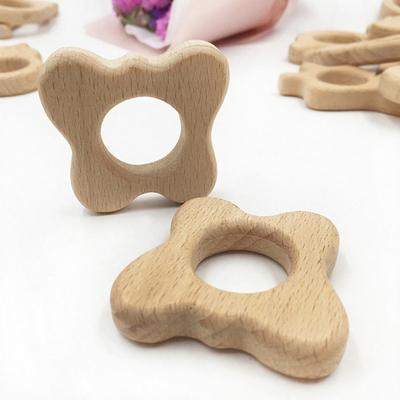 Jucării din lemn pentru dentiție pentru bebeluși, jucării de mestecat din lemn natural de fag pentru sugari, inele de dentiție educative cu forme de animale