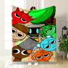 Cartoon Characters with Varied Designs On a Colorful Swirled Background. for All Seasons Blanket Lunch Break Throw Gift