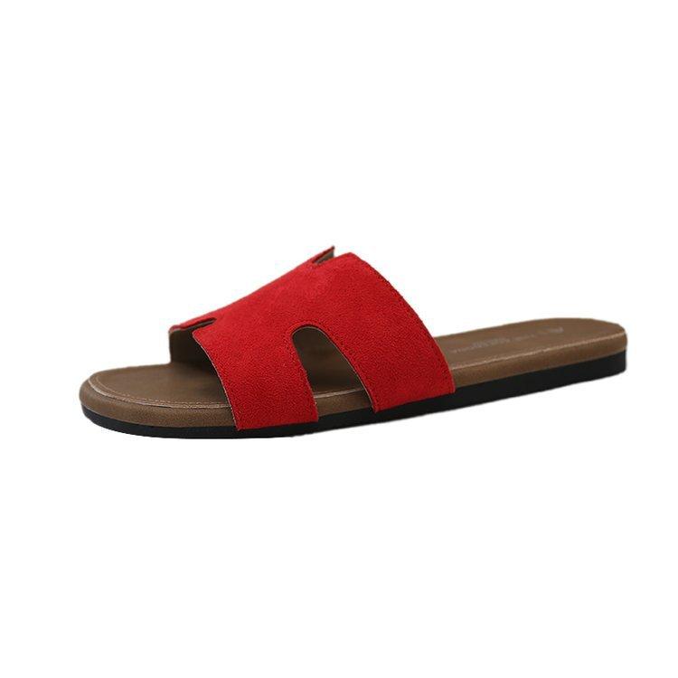 Lazy one-word slippers female outer wear summer flat-bottomed fairy style new with skirt seaside beach cool slippers