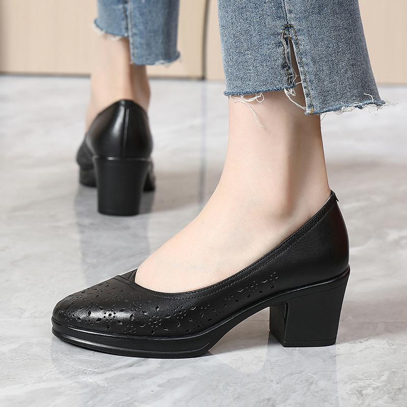 Fashion GKTINOO 2025 Summer Fashion Ladies Shoes Hollow Women Soft High Heels Tenis Feminino Comfort Genuine Leather Sandals Plus Size