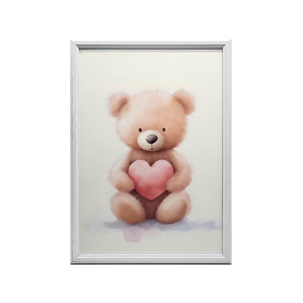 Teddy Bear With A Heart Full Of Love Teddy Bear With A Heart Full Of Love, 70X100 Cm, Dark Brown Wooden Frame, 230 Gsm Matte Paper
