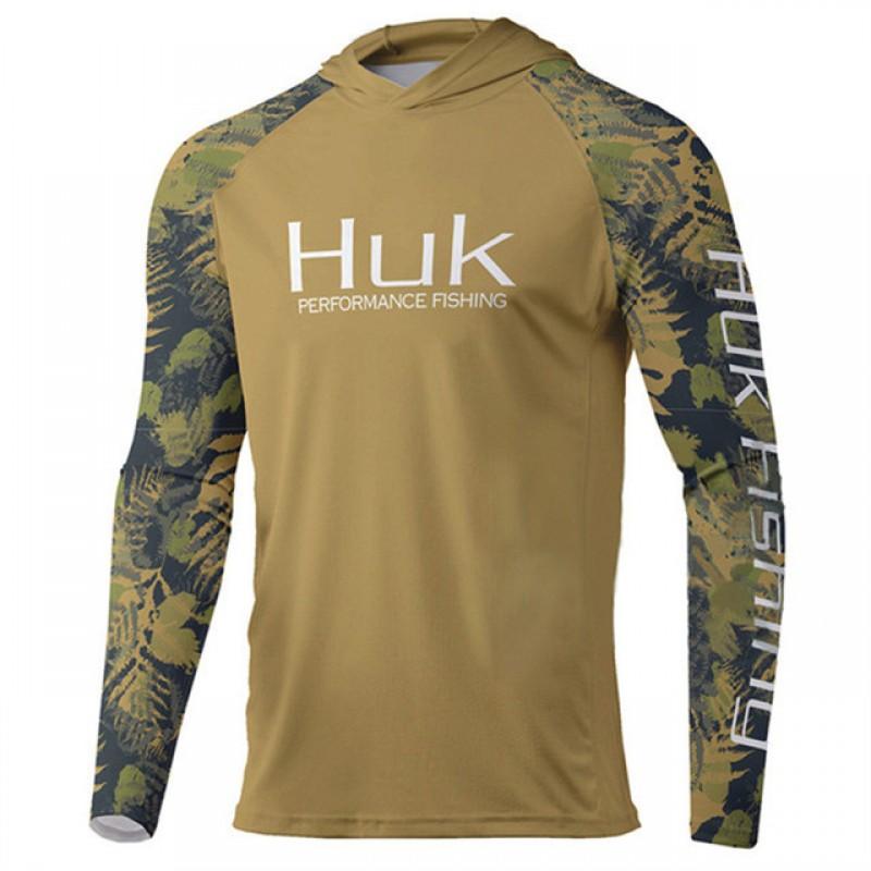 Mens Quick-Dry UV Protection Fishing Shirt With Hood Lightweight Breathable Outdoor Sport Long Sleeve Top