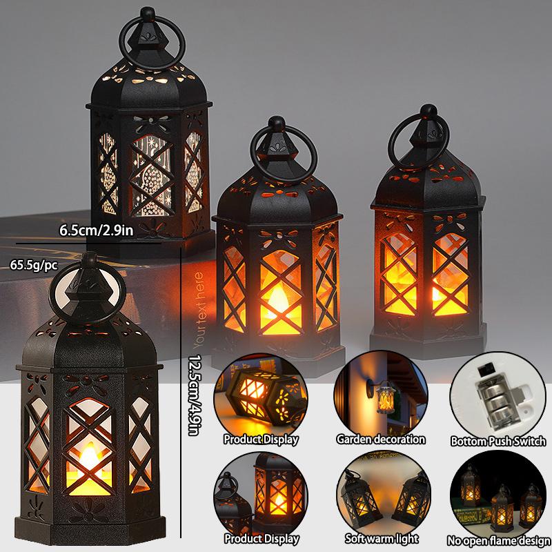 Mini Laterne mit LED-Kerze, Dekorative Laternen für Halloween-Dekorationen, Flackernde Kerzenhalter für Diwali-Hochzeitsdeko