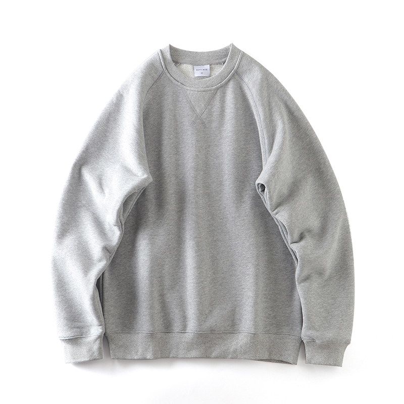 Retro Heavyweight Raglan Sweatshirt for Men, Autumn and Winter Style, Fleece-Lined, Thickened, Hoodless Pullover, Export Quality Casual Jacket