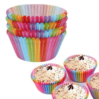 100 Adet Güzel Gökkuşağı Kek Muffin Kağıt Kutu Parti Pişirme Kek Fincan Mutfak Aracı Parti Malzemeleri
