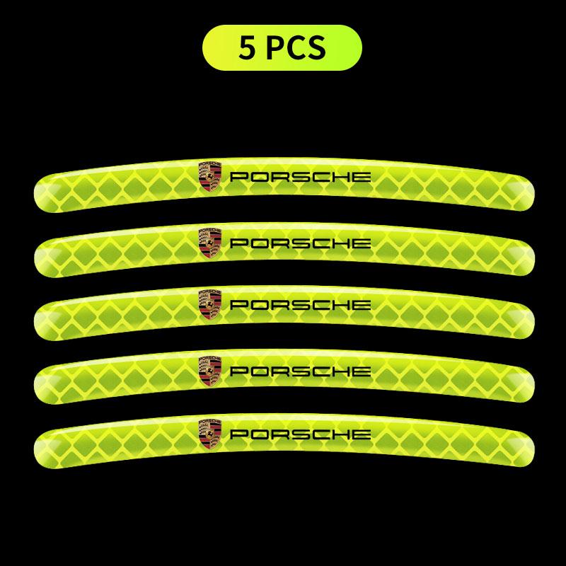 Car Wheel Hub Reflective Stickers Tire Rim Luminous Styling Accessories For Porsche 911 918Spyder 928 944 968 Boxster Cayenne Macan Panamera