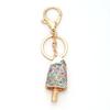 1PC Diamond Studded Ice Cream Pendant Car Keychain Pendant Metal Cute Women's Bag Pendant Keychain Souvenir