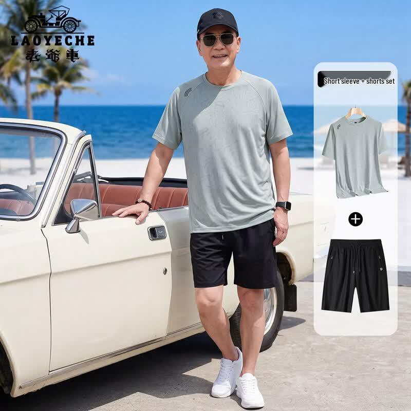 LAOYECHE Men s Casual Summer Round Neck T-Shirt Set 180