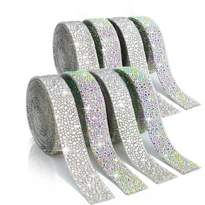 10Yard Rhinestone Ribbons Silver Sparkling Crystal Diamond Roll Self Adhesive DIY Arts Crafts Wedding Party Gift Decoration Wrap