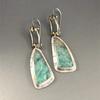 Long Irregular Triangle Pattern Hook Earrings Vintage Two Tone Metal Carving Personalized Handmade Dangle Earrings for Women
