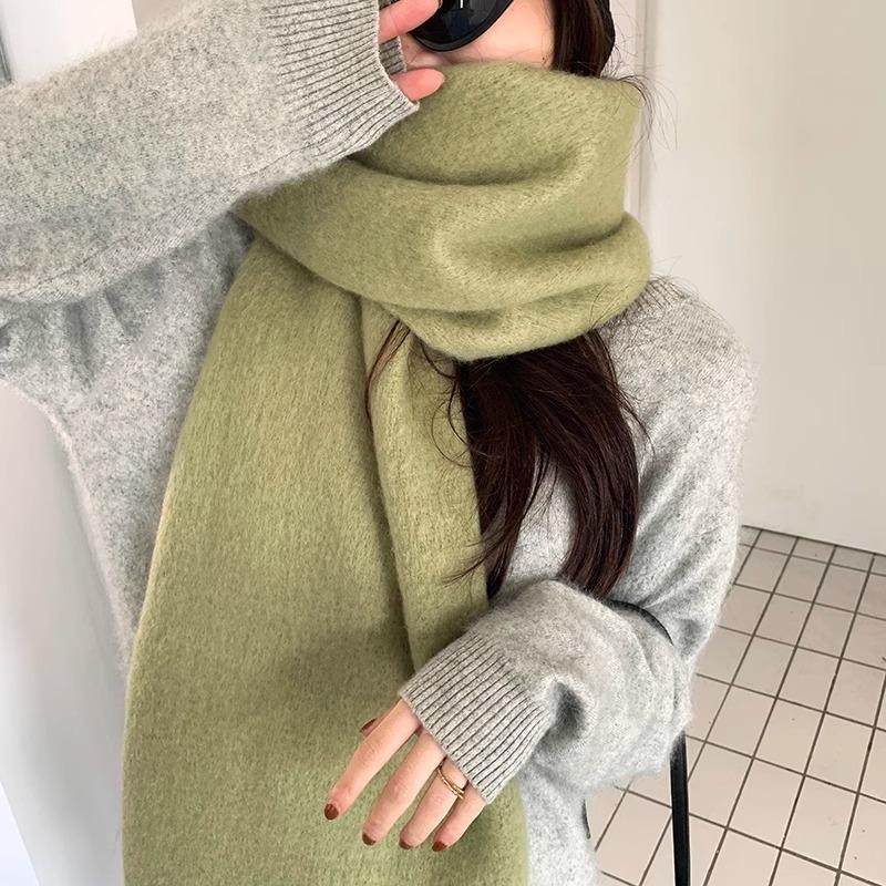 Solid Color Scarf Winter Macaron Color Warm Face Covering Windproof Cold Resistant Tassel Shawl Scarf