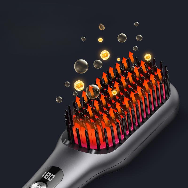 Elektrisk Hot Comb Multifunksjonell rett hår Rettetang Kam Negative Ion Anti-Skalling Styling Verktøy Rettebørste