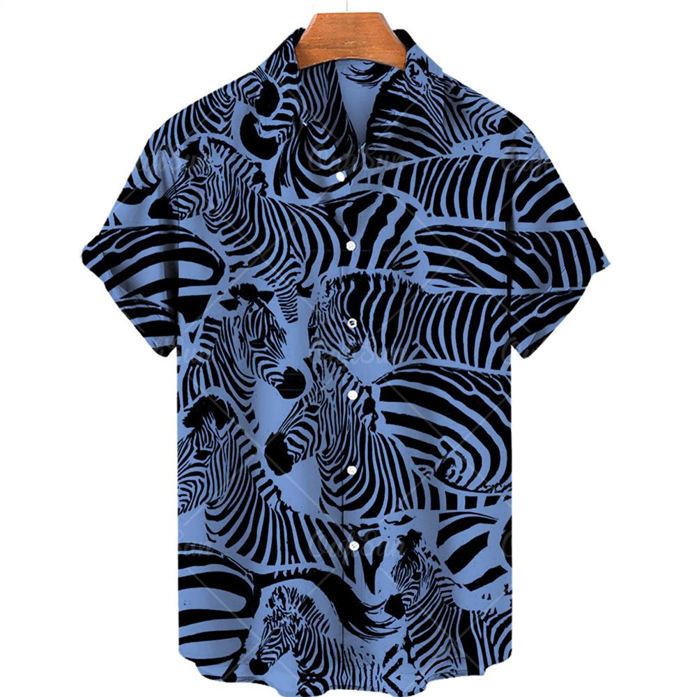 Men's Hawaiian Shirts 3D Cute Cat Print Short Sleeved Shirt Lapel Fashionable Casual Harajuku Cartoon New Clothing