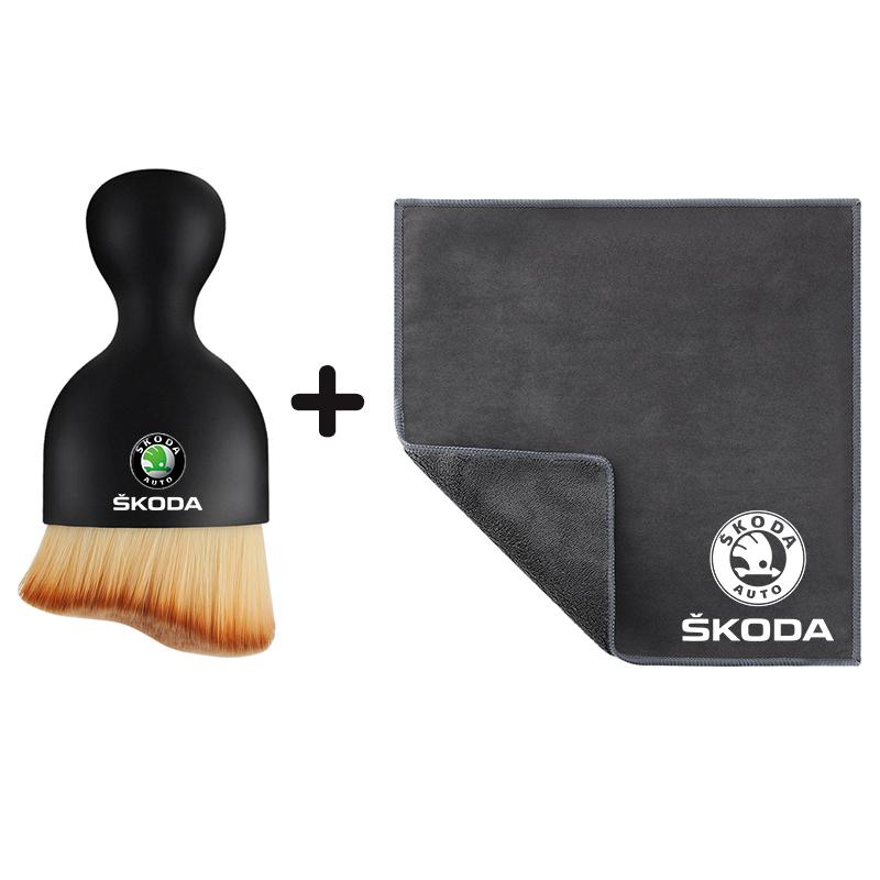 ZPMG6 Car Cleaning Soft Brush Tool Dust Remover Double-sided Car Cleaning Cloth For Skoda Octavia SUPERB RAPID KAROQ FABIA