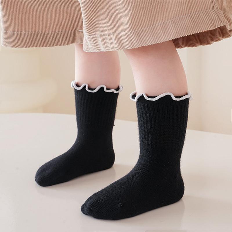 Children's Girls Socks Cotton Dot Solid Kids Girl Sock Fashion Princess Baby Socks For Girls Autumn Winter 0-12Years Accessories