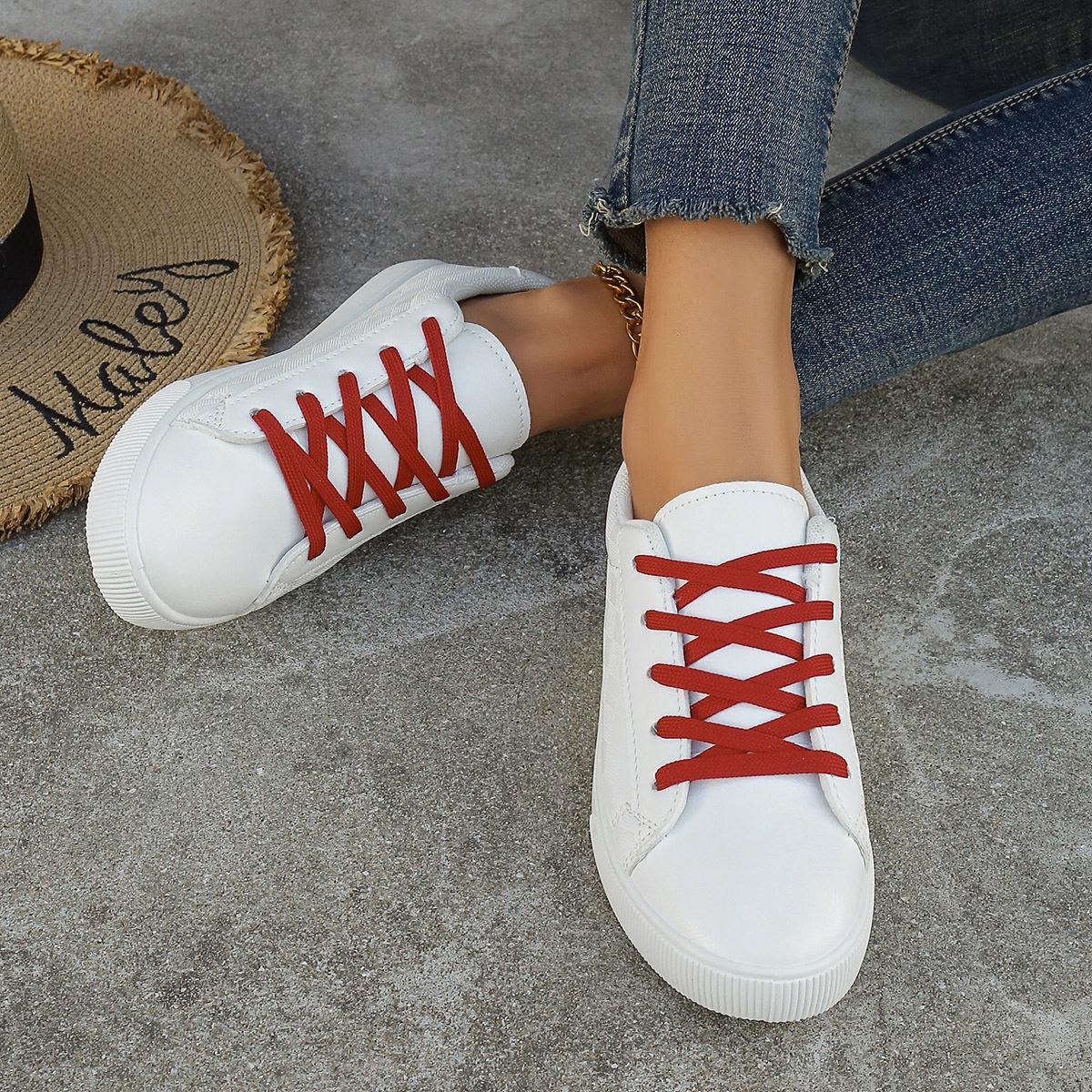 

Женские повседневные кроссовки на шнуровке женская модная белая обувь на платформе женская парная одинаковая обувь плоская белая обувь 42 красный