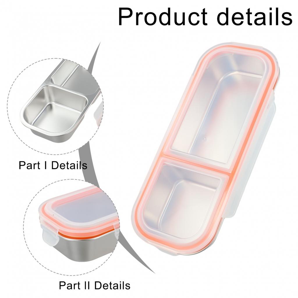 3-Fächer Edelstahl Snackbehälter für Lebensmittel mit auslaufsicherem Deckel