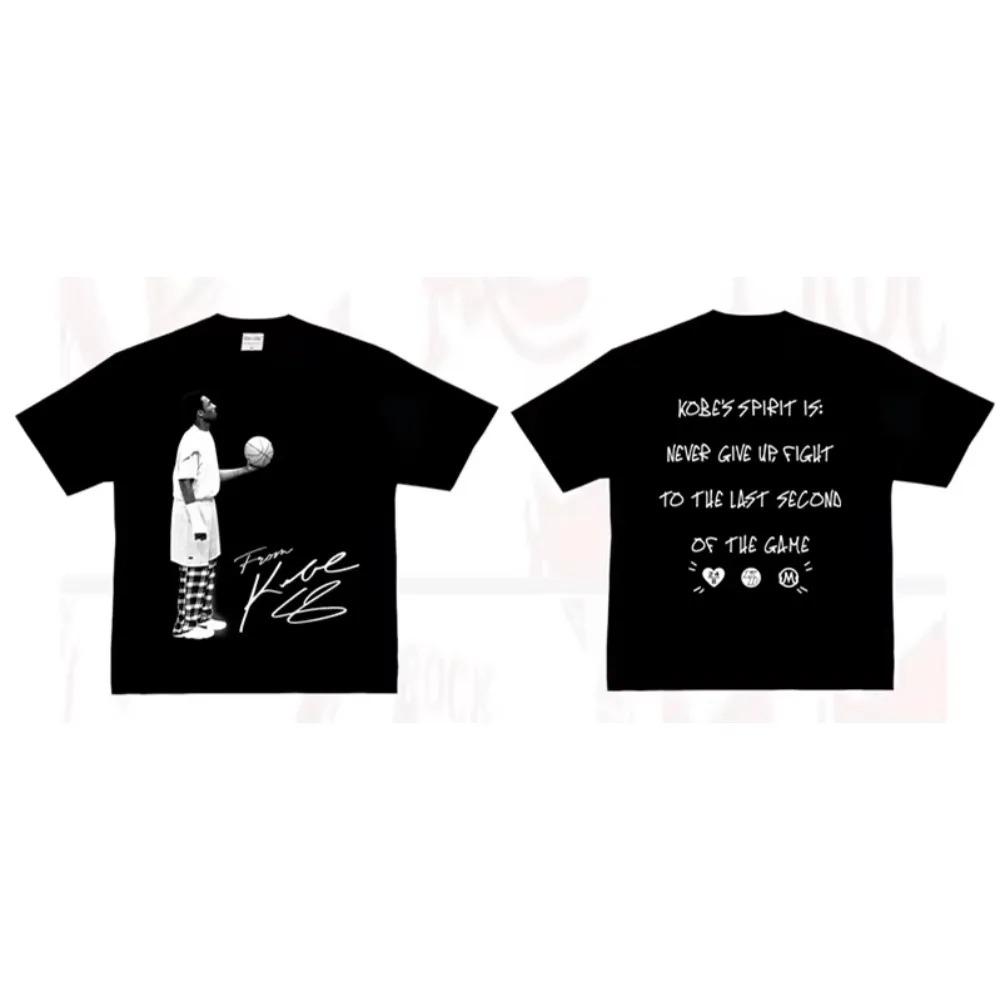 2026 Kobe Looked Up At The American Heavy Cotton Digital Direct Spray To Do Old Street Hip-hop Basketball Long Short Sleeve T-Shirt