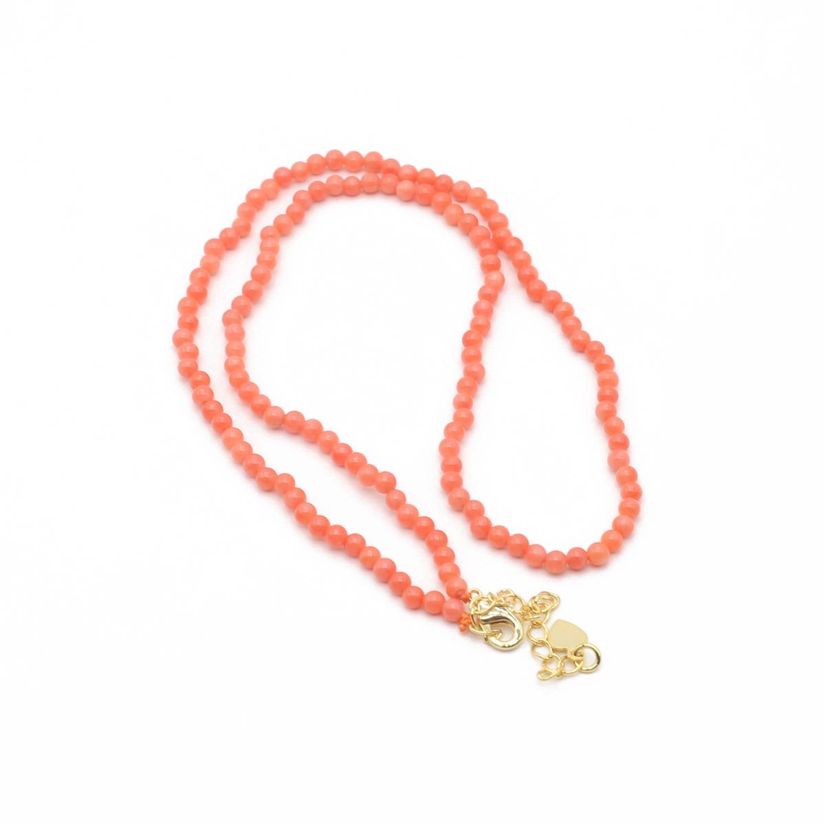 

1 шт. Ожерелье из синтетических коралловых бусин, модные оранжевые круглые бусины для женщин, День святого Валентина, рождественские украшения, подарки 3 мм 1Pcs/Gold Color Buckle