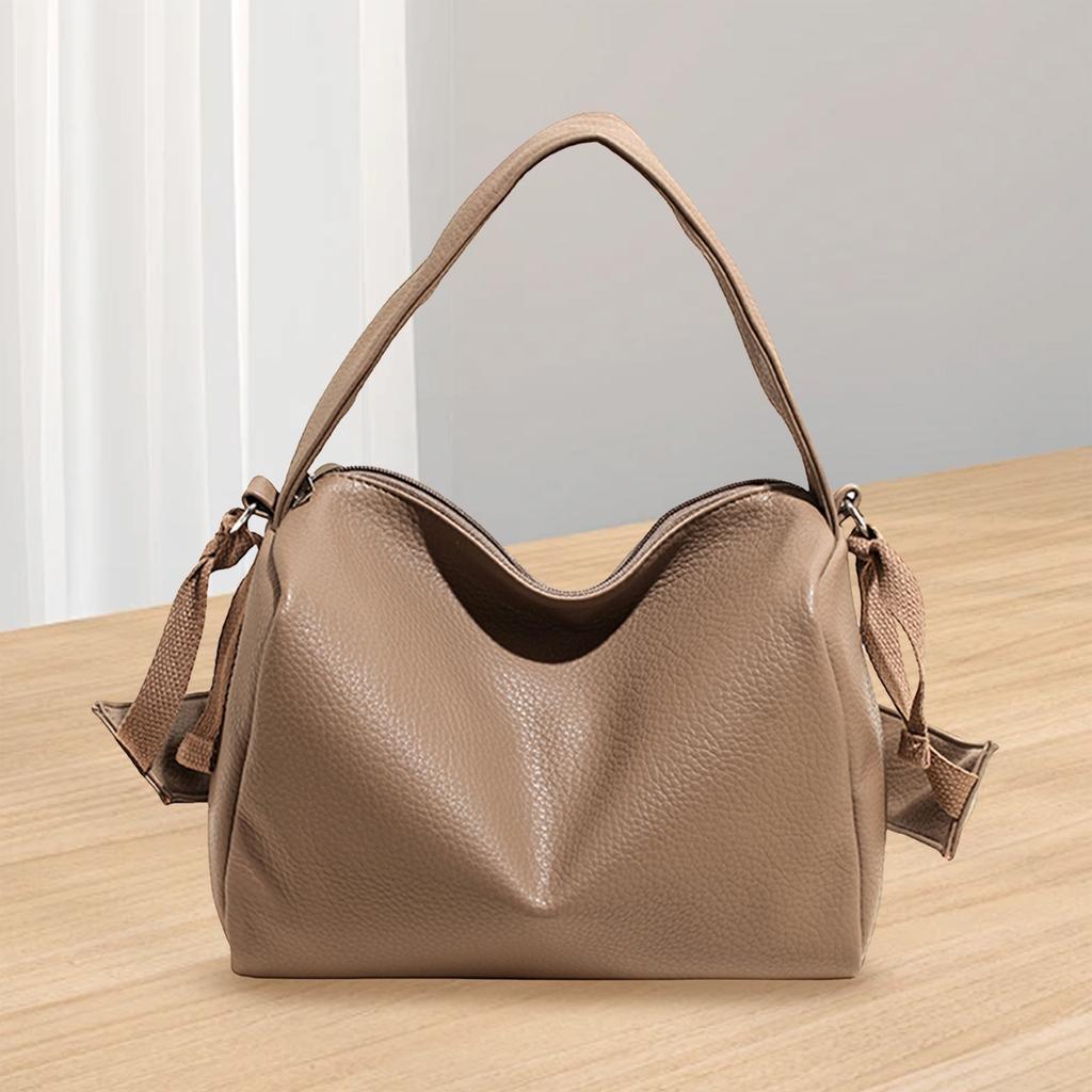 Retro Faux Suede Shoulder Bags Solid Color Tote Handbags Chic Casual Commuting Bag Large for Women Ladies Work Travel Commuting