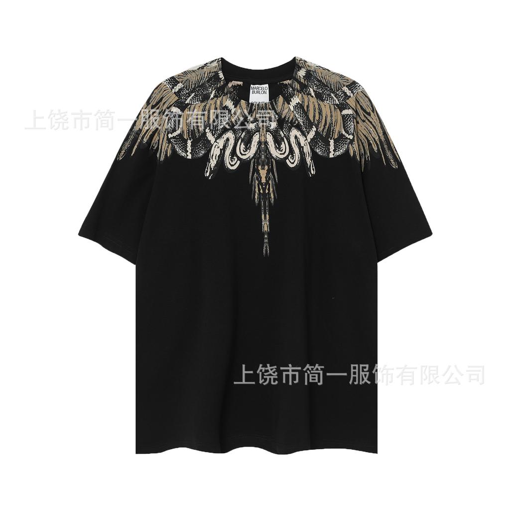 Summer Men's and Women's Same Fashion Trend T-shirt Personalized Trend Wing Printing Comfortable and Simple
