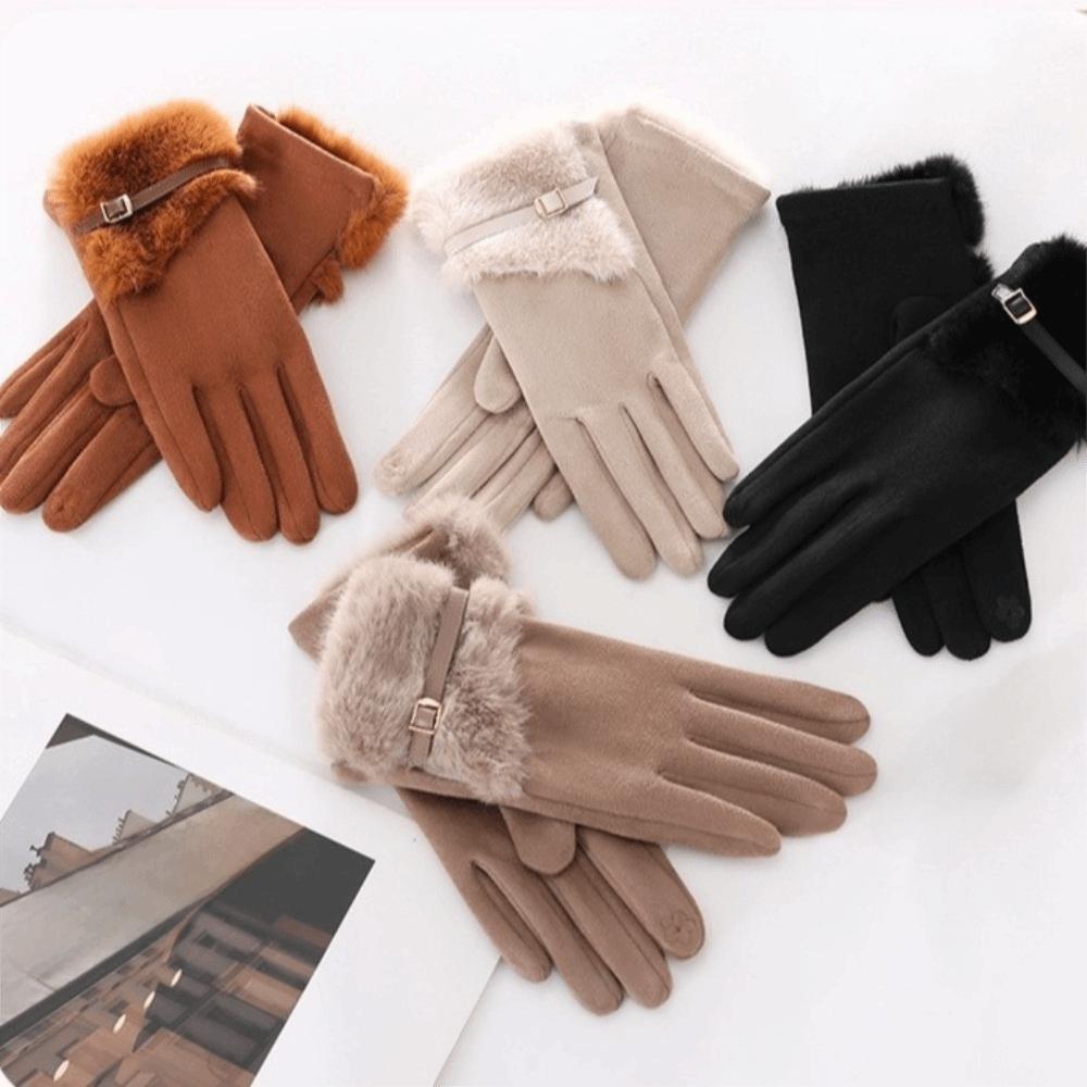 Thick Winter Suede Gloves Velvet Cycling Mittens All-Match Women Gloves  Girls