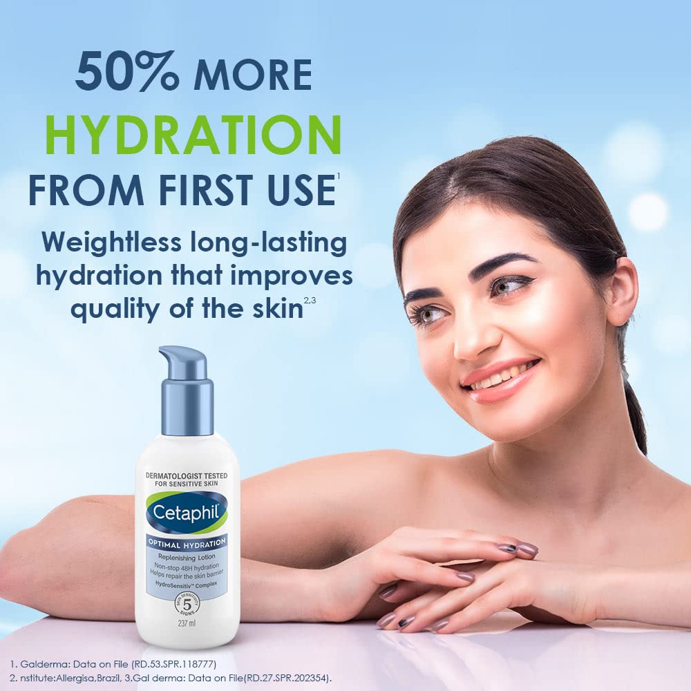 Cetaphil Optimal Hydration Replenishing Body Lotion 237ml Lightweight Moisturizer Non-Greasy for Sensitive Skin