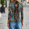 Cămașă cu mânecă lungă, cu mânecă scurtă, cu imprimeu, ocazional, la modă pentru femei Topuri cu nasturi