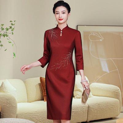 Elegant Plus Size Qipao - Mother's Wedding Banquet Dress