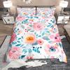 Homewish Watercolor Floral Duvet Cover Set for Girls, Spring Garden Flower Bedding Set, Flying Butterfly Comforter Cover Set