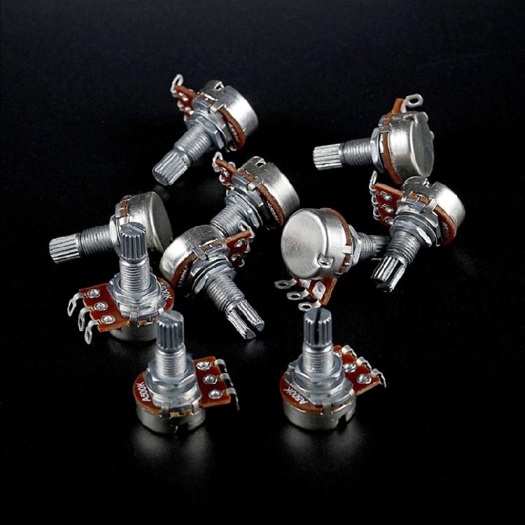 Set of 10 500K Ohm Potentiometer Split Shaft Design Metal Texture for Stable Volumes Tone Control In Guitars Basses Amps