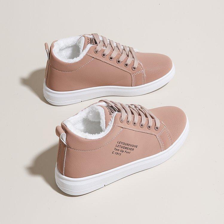 

Осенне-зимняя женская обувь, женская белая обувь, низкие, теплые, удобные, нескользящие, с круглым носком, кроссовки на шнуровке 38 розовый