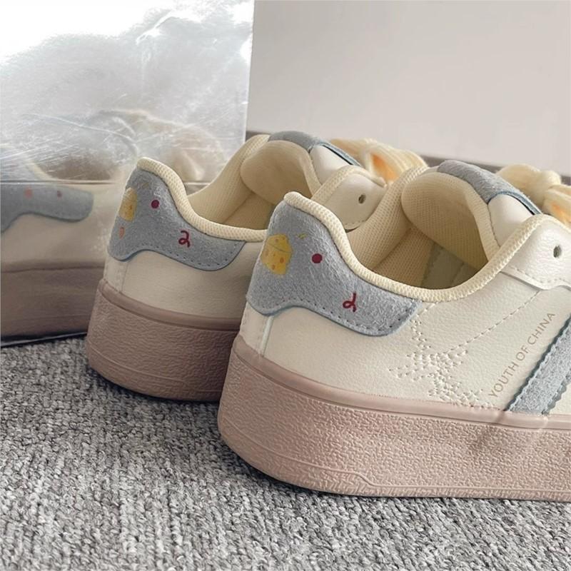 Mode 2025 Neue Sommer K-Style Chunky Sneakers Damen Weiß Plateau Campus Schuhe Vielseitige Frühling Casual Mode Plateau Sneakers