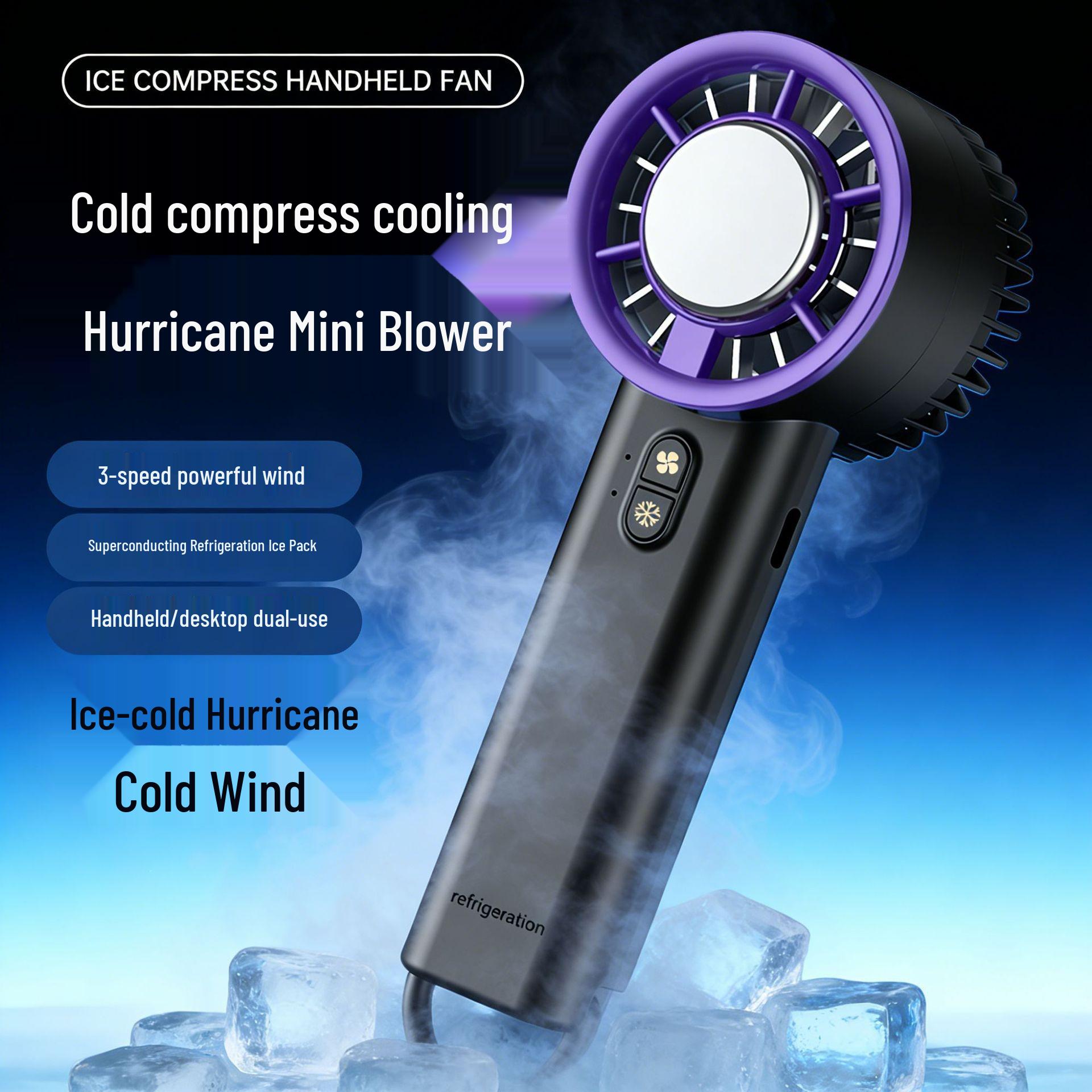 100-Speed Rechargeable USB Handheld Mini Fan with Portable Ice Pack Rechargeable