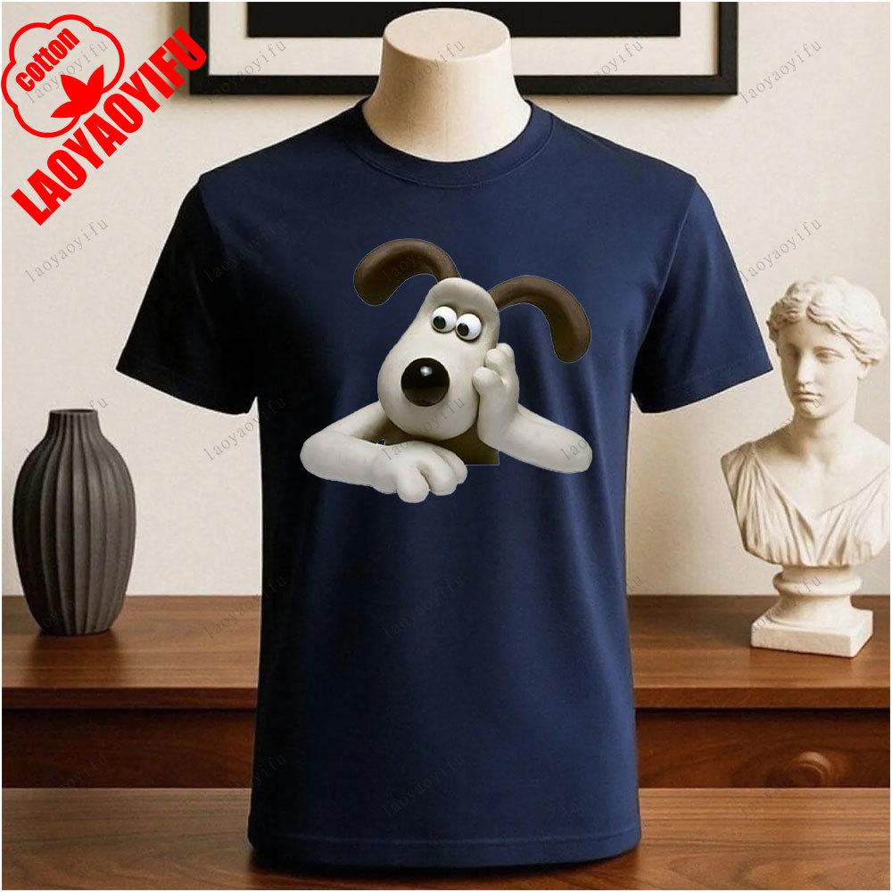 Wallace i Gromit Drukowane T-shirty Bluzki Kreskówka i Anime Drukowany T-shirt Lato Bawełna Casual Oddychające Camisetas T-shirty