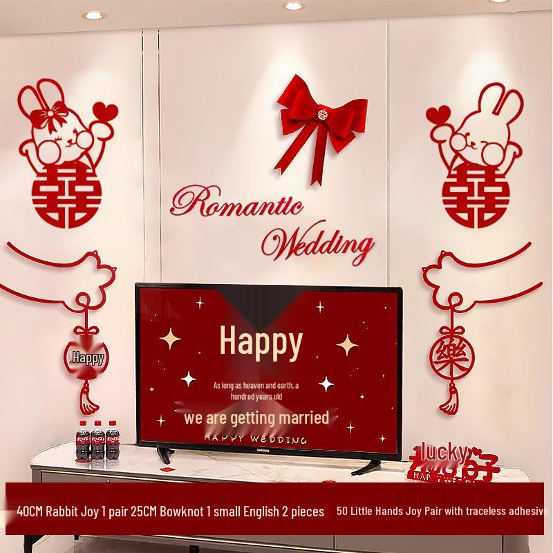 Wedding Room Decoration Set: Bride & Groom s TV Background and Living Room Decor