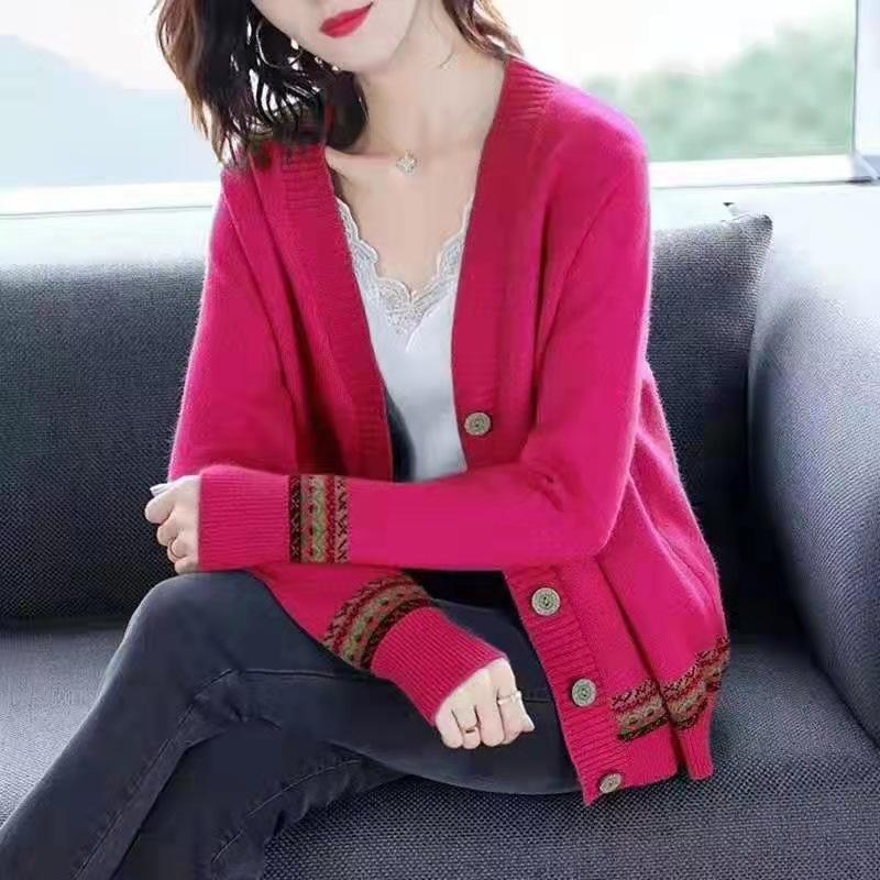 Spring and Autumn Women's Fashion Casual Thin Knitted Cardigan