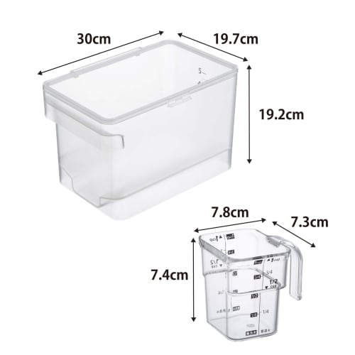 Yamazaki Rice Container, Airtight, Under-Sink Rice Container, 5kg Capacity, Plate, Measuring Cup Included, Clear, 3379