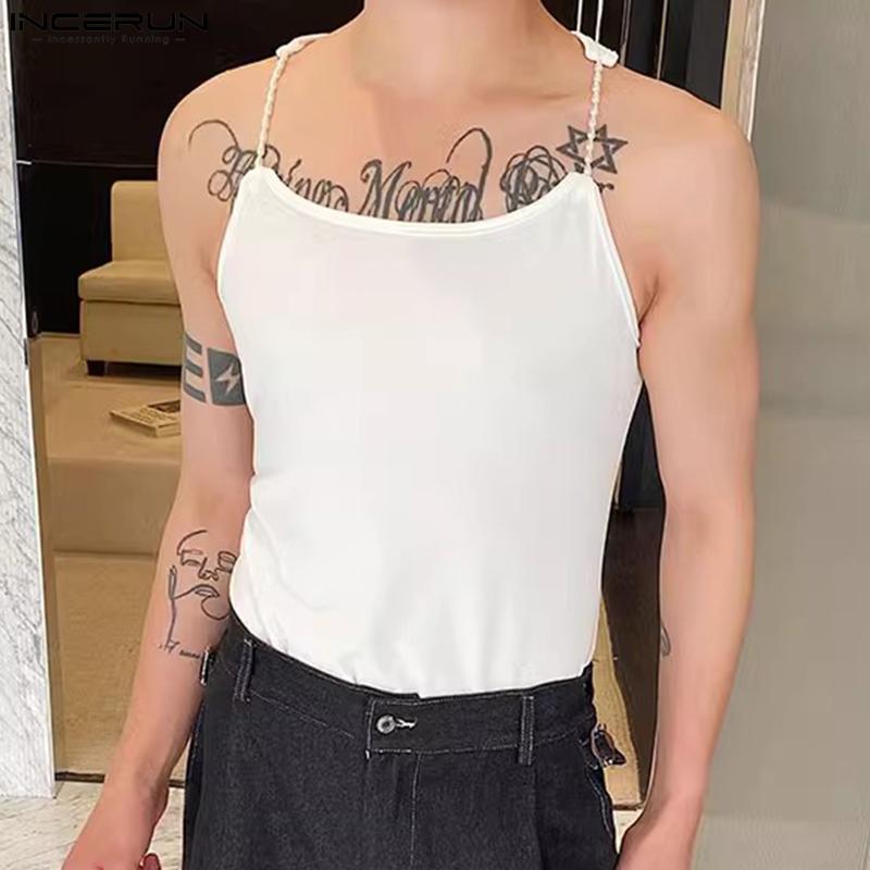 INCERUN Καλοκαιρινό ανδρικό αμάνικο λουράκι φανελάκι πάρτι κλαμπ