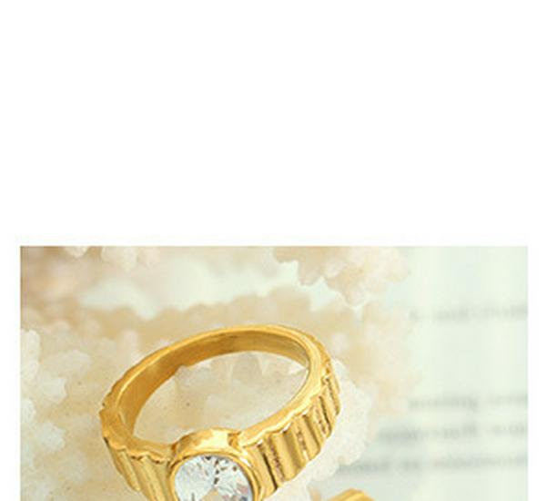 Retro Sun & Moon Zircon Ring: 18K Gold-Plated Titanium Steel for Men & Women