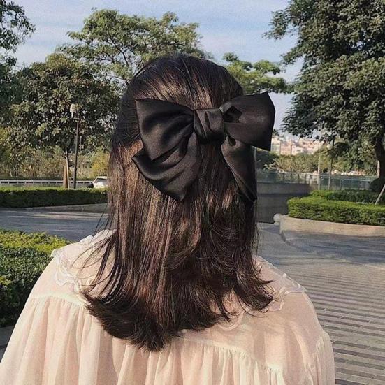 Women Hairpin Bow Theme Hair Clip Bright Color Hair Clip Back Head Hair Claw Lightweight Hair Accessory