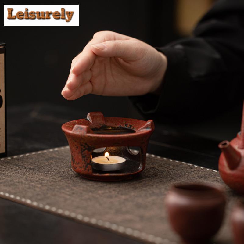 Old Rock Clay Mountain Red Tea Warmer Holder Candle Heater Stove Kettle Stand Boiling Water Carbon Furnace Tableware Supplies