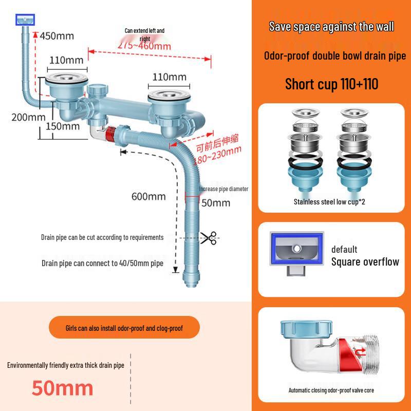 

Xuan Yong Kitchen Double Basin Sink Drain Strainer