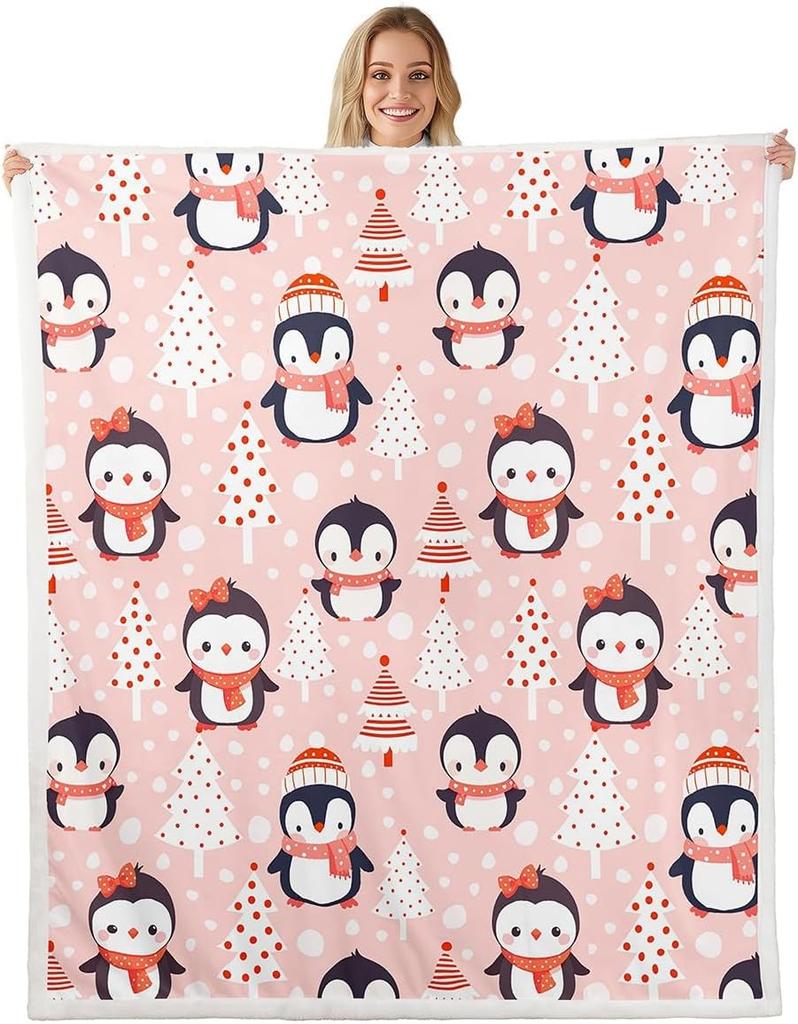 Cartoon Santa Claus Blankets,Merry Christmas Throw Blanket for Kids Girls Boys Teens Room Decor,Snowflake Gingerbread Fleece