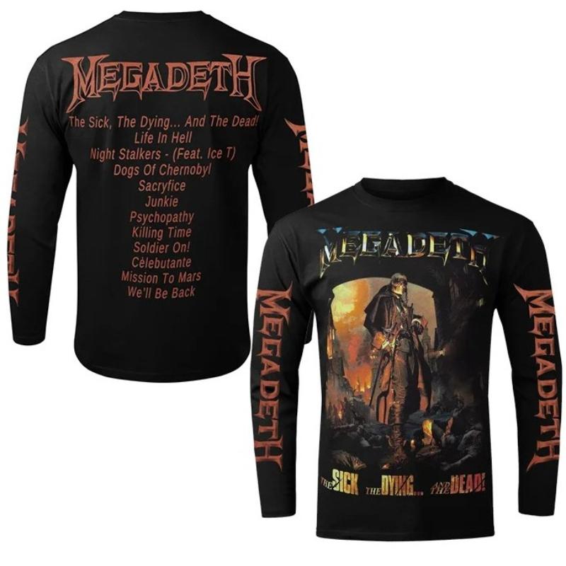 Megadeth groupe américain punk metal rock T-shirt unisexe à manches longues imprimé 3D chemise mode automne rue américaine rétro haut