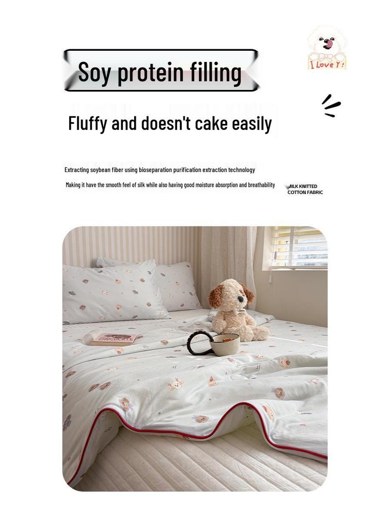 A-Class Milk Cotton Soy Fiber Summer Cool Quilt: Machine Washable for Dorms & Kids, Perfect for AC Use