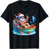 Funny Santa Claus Fishing Christmas In July Beach Boy Kids T-Shirt